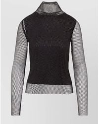 Sportmax - Crystal-Embellished Long-Sleeve Sheer Blouse - Lyst