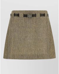 Ferragamo - Gancini Skirt Pleated Design Belt Loops - Lyst