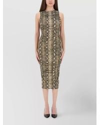 Michael Kors - Animal Print Slim-Fit Midi Dress - Lyst
