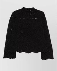Semicouture - Long Sleeve Crew Neck Textured Top - Lyst