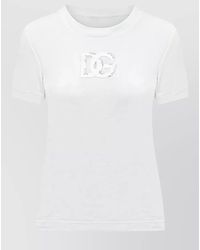 Dolce & Gabbana - Crystal Embellished Logo Embroidered Cotton Short Sleeve T-Shirt - Lyst