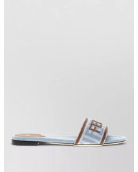 Fendi - Denim Flat Sole Open Toe Slides - Lyst