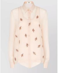 Fendi - Silk Embellished Asymmetric Long-Sleeve Shirt - Lyst