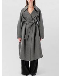 Frankie Shop - Wool Trench Coat Belted Oversized Mid Length - Lyst