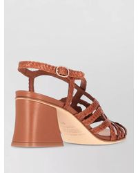 LA ROSE - Turin Block Heel Sandals Braided Straps - Lyst