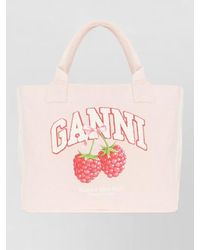 Ganni - Canvas Tote Bag Graphic Print Handles - Lyst