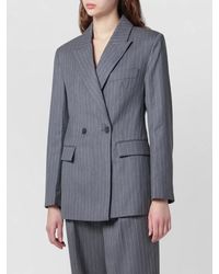 Anine Bing - Double Breasted Pinstripe Blazer Front Pockets - Lyst