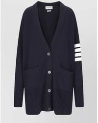 Thom Browne - Fine-Knit Virgin Wool Exaggerated-Fit V-Neck Cardigan - Lyst
