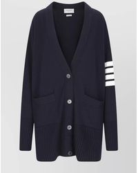 Thom Browne - Fine-Knit Oversized V-Neck Wool Cardigan - Lyst