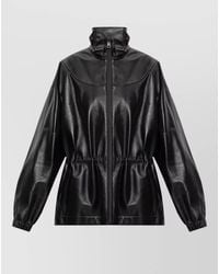 Givenchy - Leather Track Jacket High Neck Drawstring - Lyst