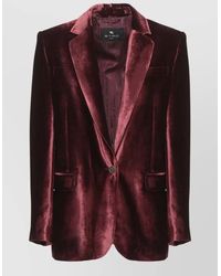 Etro - Velvet Blazer Structured Lapel Pegaso Button Sleeves - Lyst