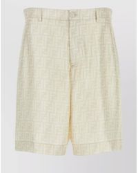 Fendi - Embroidered Silk Bermuda Shorts - Lyst