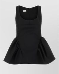 Dries Van Noten - Stretch Gabardine Peplum Top Scoop Neckline - Lyst