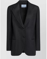 Prada - Single Breasted Jacket Notch Lapel Pockets - Lyst