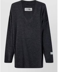 MM6 by Maison Margiela - V Neck Relaxed Fit Knit Sweater - Lyst
