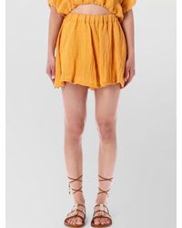 120% Lino - Bermuda Skirt Flowy Silhouette Textured Fabric - Lyst