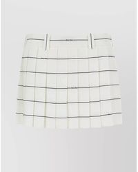 Miu Miu - Checkered High-Waisted Mini Skirt With Pleated Design - Lyst