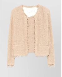 IRO - Collarless Frayed Edge Cotton Jacket - Lyst