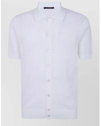 Tagliatore - Short Sleeve Shirt Sheer Fabric Ribbed Hem - Lyst