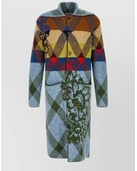 Dries Van Noten - Wool Alpaca Oversized Knee-Length Shawl-Collar Patchwork-Intarsia Cardigan - Lyst