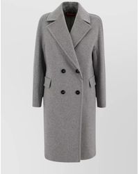 Max Mara - Cashmere Alpaca Virgin Wool Double Breasted Midi Coat - Lyst