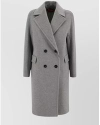 Max Mara - Cashmere Alpaca Virgin Wool Double Breasted Midi Coat - Lyst
