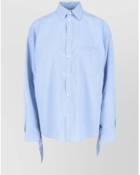 Balenciaga - Striped Relaxed-Fit Knotted-Cuff Blouse - Lyst