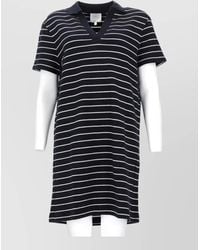 A.P.C. - Short Sleeve Dress Striped V Neckline - Lyst