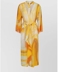 Jonathan Simkhai - Abstract Pattern Silk Cover Up With Fringe - Lyst