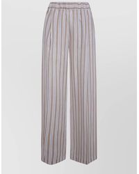 Semicouture - Johnny Linen Trousers Elastic Waist Wide Leg - Lyst
