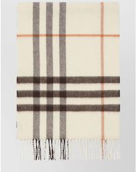Burberry - Checked Fringe Detail Rectangular Scarf - Lyst