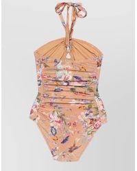 Zimmermann - Patience Floral Cutout Ruched One Piece Swimsuit - Lyst