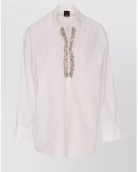 Pinko - Crystal Embellished Long Sleeve Cotton Shirt - Lyst
