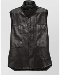 Rick Owens - Lamb Leather Sleeveless High Neck Coat - Lyst