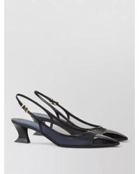 Lanvin - Pointed Toe Mesh Slingback Kitten Heel Pumps - Lyst