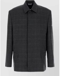 Balenciaga - Wool Blazer Embroidered Check Long Sleeves Pockets - Lyst