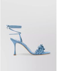 Manolo Blahnik - Anista Leather Sandals Floral Embellishment - Lyst