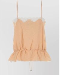 Chloé - Silk Jacquard Lace-Trim V-Neck Camisole - Lyst