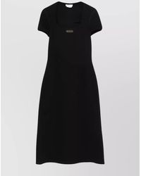 McQueen - Ribbed Stretch Midi Dress Logo-Plaque - Lyst