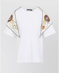 Dolce & Gabbana - Cotton T-Shirt With Silk Scarf Detail - Lyst