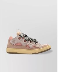 Lanvin - Leather Paneled Low-Top Sneakers - Lyst