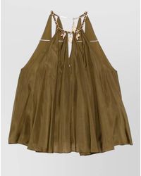 Zimmermann - Silk Pleated Halterneck Sleeveless Blouse - Lyst
