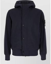 Stone Island - Hooded Stretch Polyester Jacket Ribbed Cuffs - Lyst