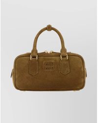 Miu Miu - Suede Arcadie Handbag Top Handles - Lyst