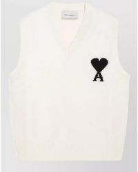 Ami Paris - Wool V-Neck Sleeveless Sweater - Lyst