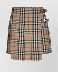 Burberry - Wool Pleated Mini Kilt Skirt - Lyst