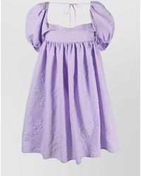 Cecilie Bahnsen - Matelassé Puff Sleeve Midi Dress - Lyst