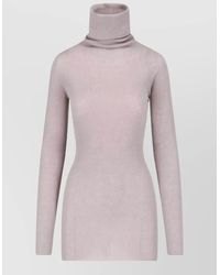 Rick Owens - Wool Ribbed Long-Sleeve Funnel-Neck Top - Lyst