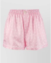 Moschino - Satin Shorts Button Detail Back Pocket Animal Print - Lyst