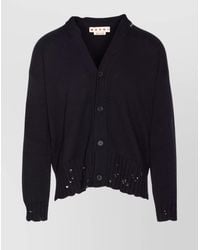 Marni - Cotton Distressed Logo Embroidered Cardigan - Lyst